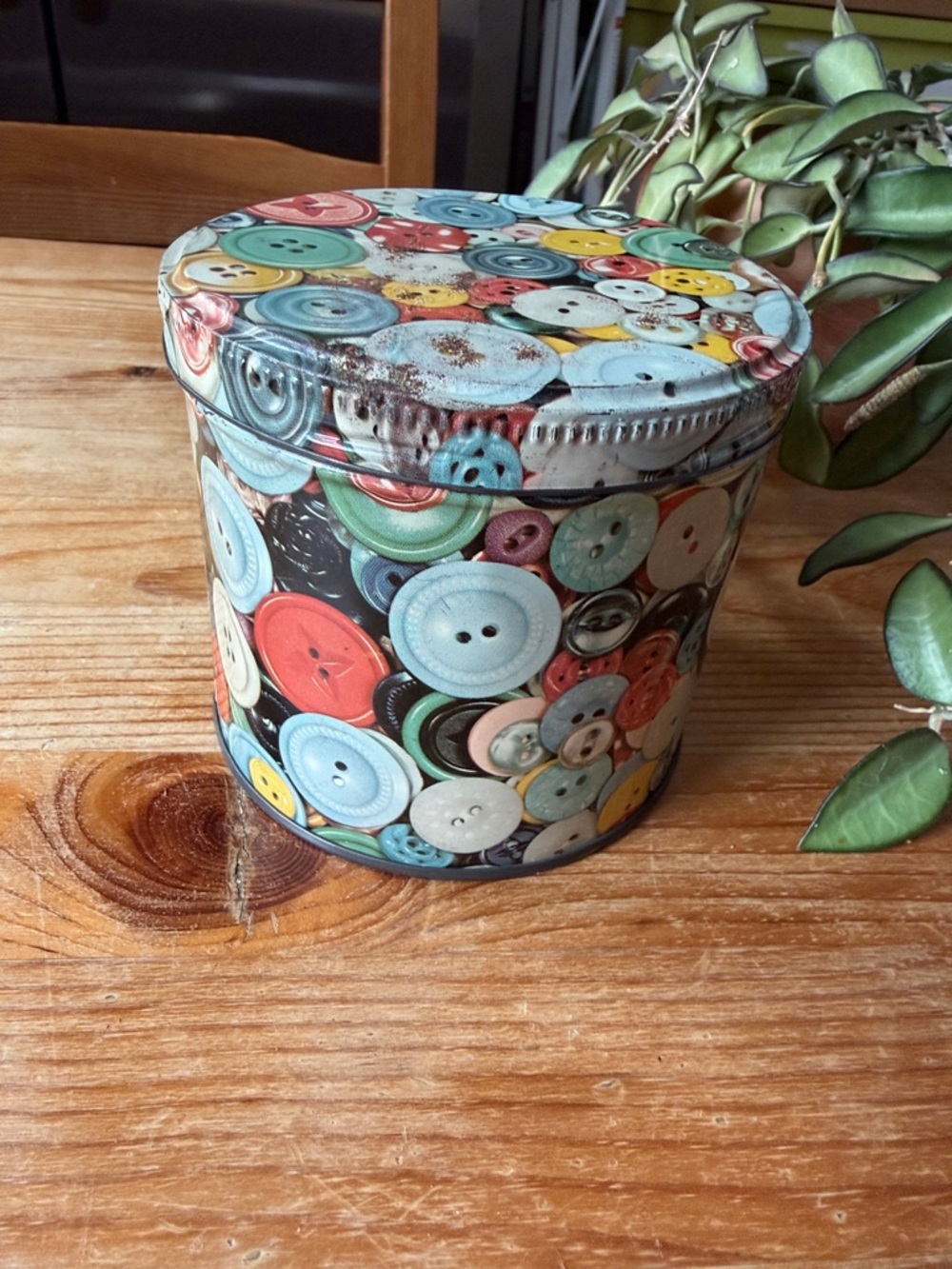Vintage Button Pattern Tin Canister